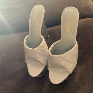 Fashion nova pleated baby blue and clear high heels never worn size 10